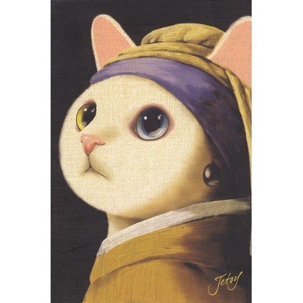 Bộ tranh đính đá 5D tự làm 30x40cm hình tranh mèo phong cách Van Gogh ngộ nghĩnh trang trí độc đáo