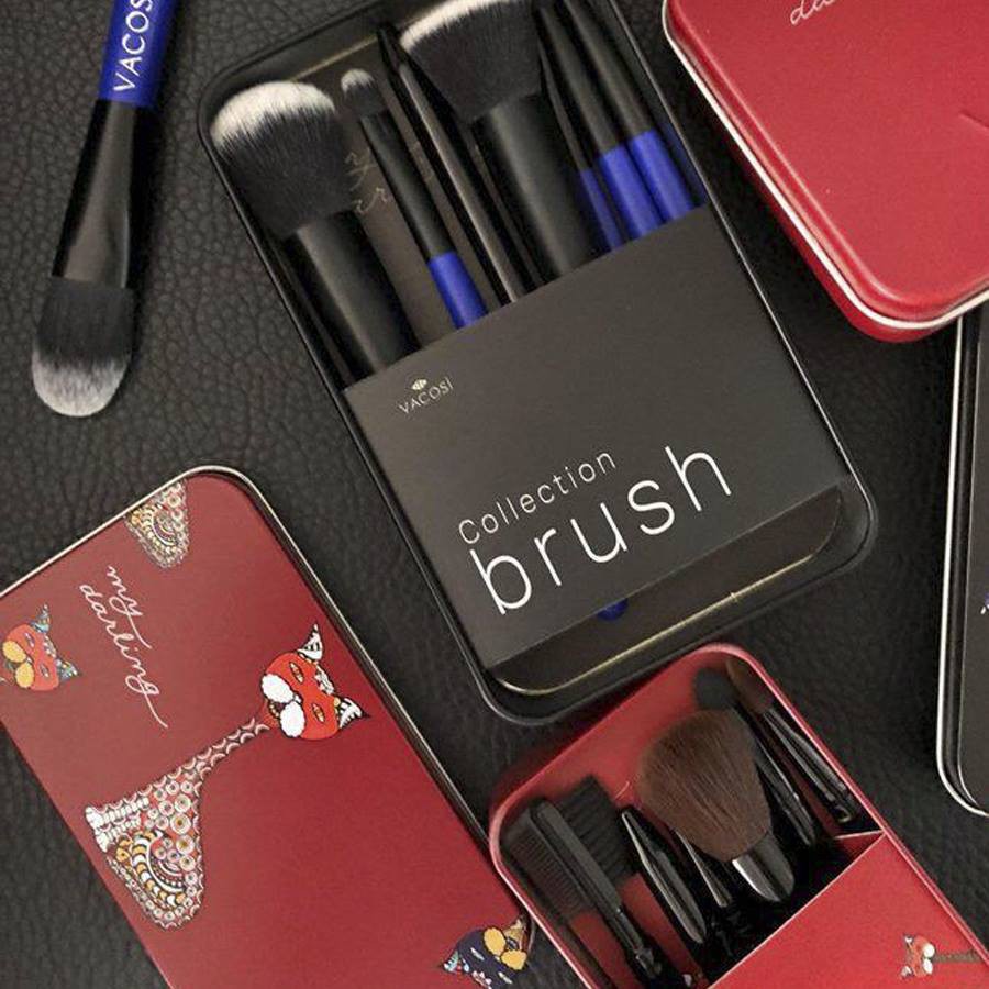 [Giao Ngay Lập Tức] Bộ Cọ Vacosi My Darling Travel Brush Set 6Pcs #Red