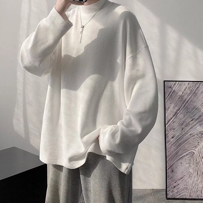 Áo thun nam tay dài form rộng cổ lọ phong cách Hàn Quốc thời trang cho nữ 2023 simple unisex bigsize áo kiểu tay dài áo thun cổ tròn base top