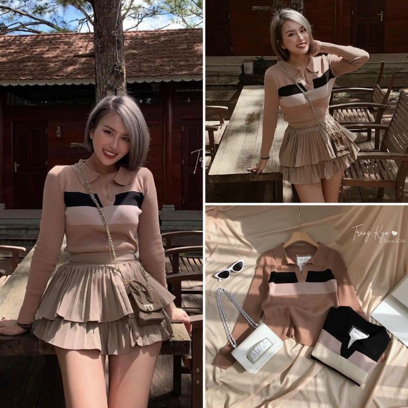 Váy 2 tầng dập ly không túi hot trend (2021)