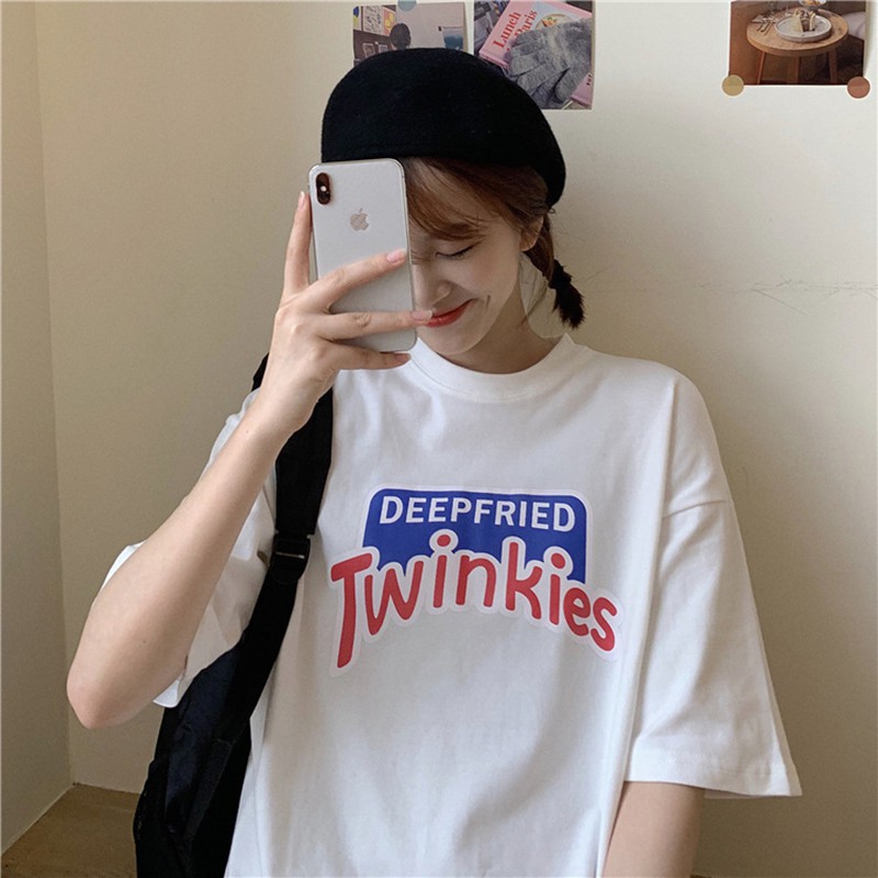 Áo thun nữ nam unisex tay lỡ phông form rộng TWINKIES teen cổ tròn oversize cotton giá rẻ màu đen trắng tee pull