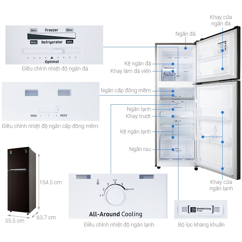 Tủ lạnh Samsung Inverter 236 lít RT22M4032BY/SV