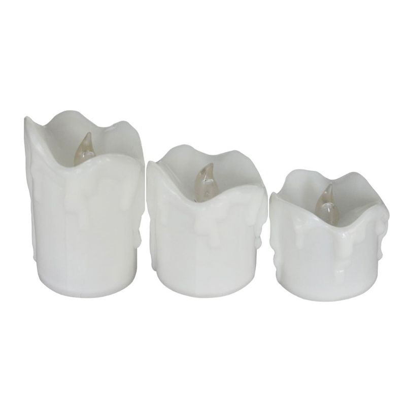 JOY Flameless Votive Candles Battery Operated Flickering LED Tea Light Set of 3