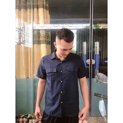 Áo sơ mi nam chất đũi cộc tay -  áo đũi nam phong cách trẻ trung, lịch lãm