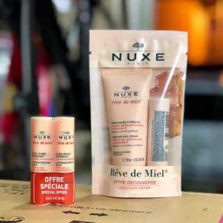 Son dưỡng nuxe và set son, dưỡng da tay (Có tách set)
