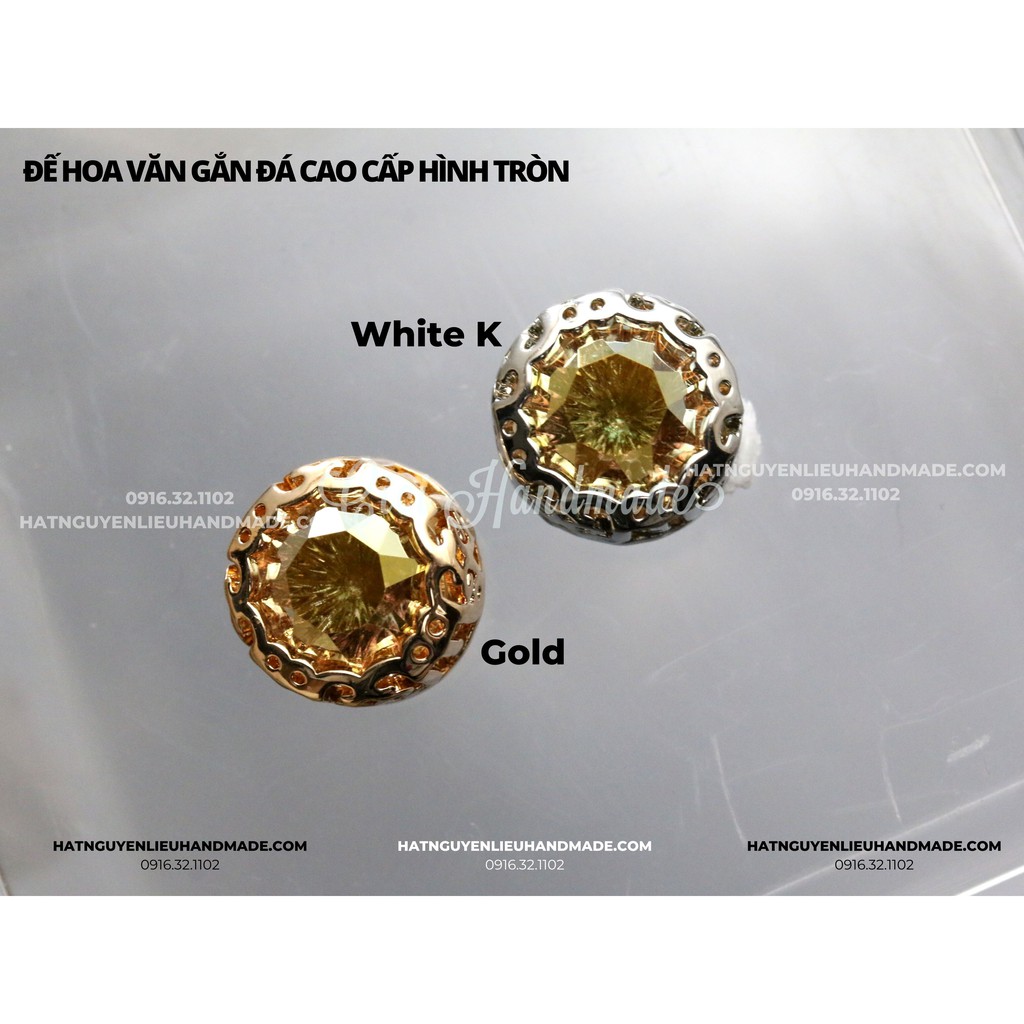 Đế hoa văn gắn đá hình tròn handmade, đế đá đính kết cao cấp