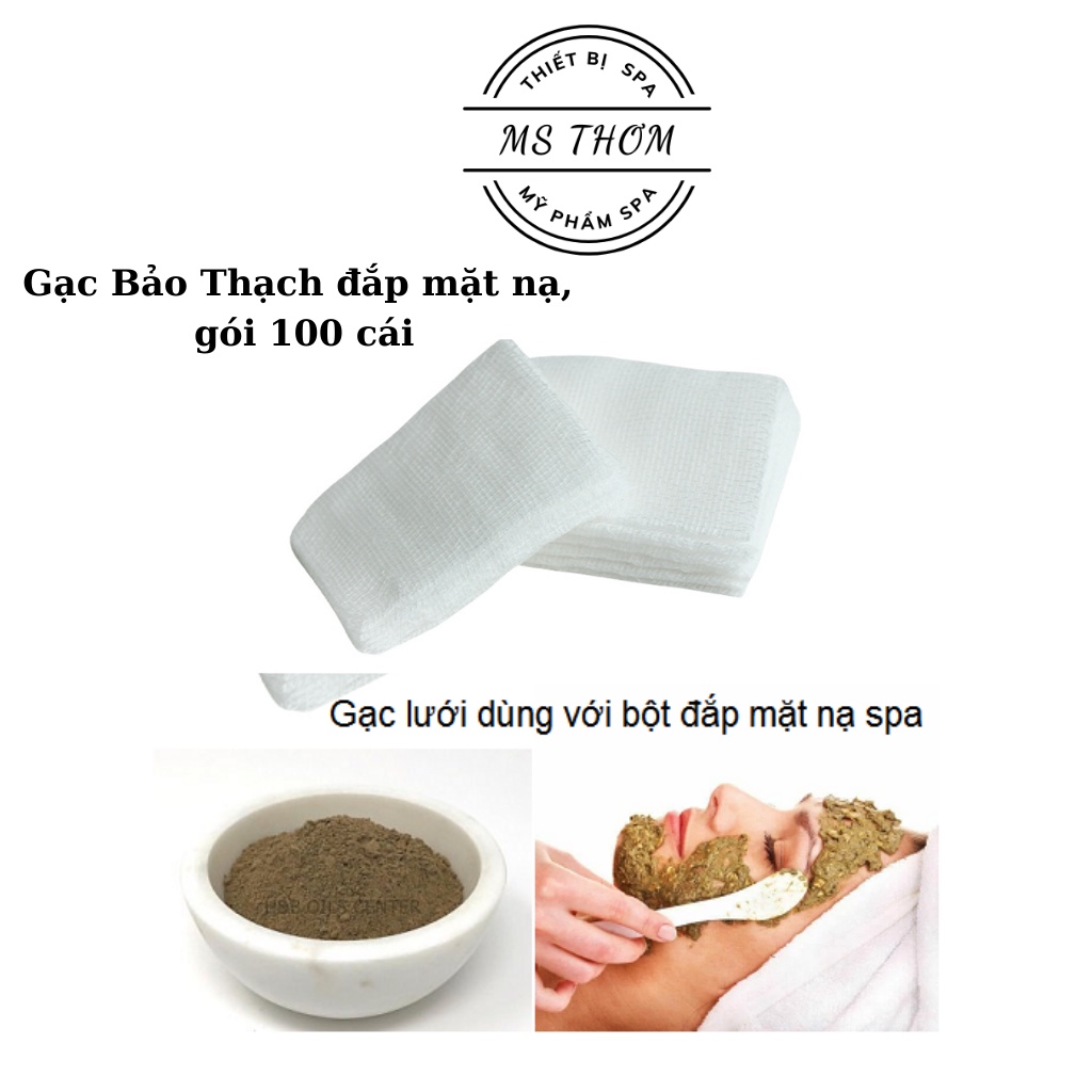 Gạc y tế Bảo Thạch đắp mặt nạ kích thước 10cmx10cmx6 lớp - gói 100 miếng