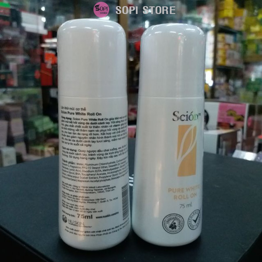 [3 Tặng 1] Lăn khử mùi Scion Nuskin 75ml khử mùi cơ thể, hôi nách hôi chân, dưỡng trắng, giảm thâm nách - Sopi Store