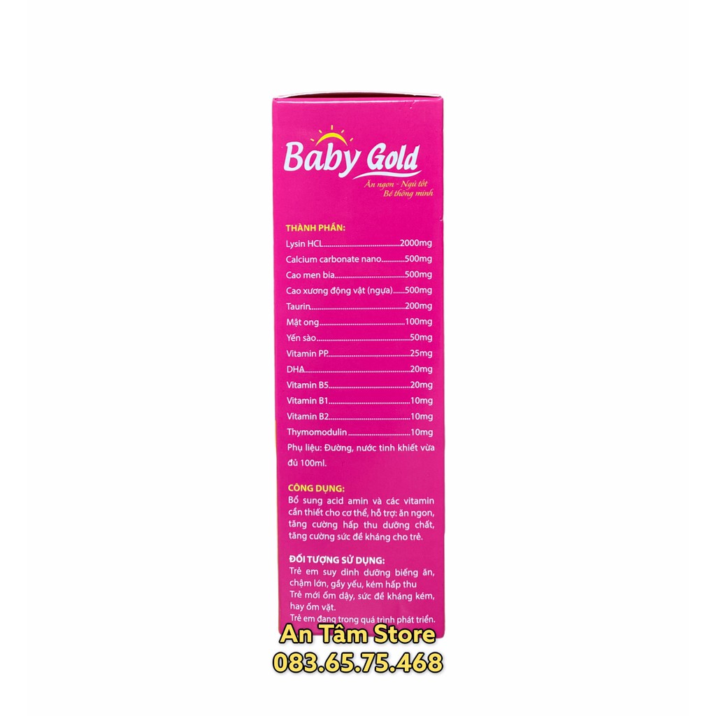 Baby Gold Ăn Ngon giúp bé ngủ tốt, bé ăn ngon, ngủ ngon, kích thích bé ăn nhiều hơn hộp 20 ống