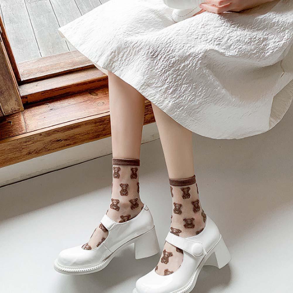 Vớ Lụa Thủy Tinh Trong Suốt Đơn Giản Phong Cách Nhật Bản Cho Nữ