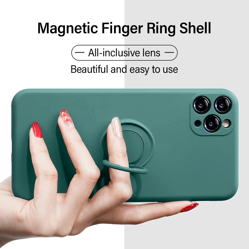 Ốp Điện Thoại Silicon Mềm Có Giá Đỡ Xỏ Ngón Tay Cho Iphone 12 11 Pro Max Mini X Xs Max Xr 7 8 Plus