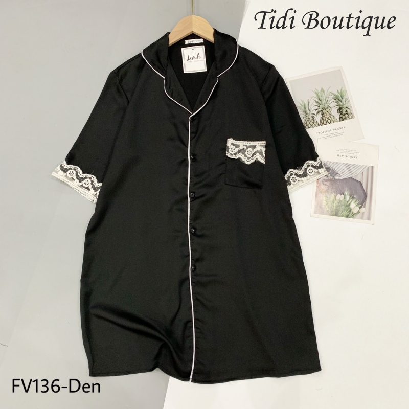 Đầm ngủ lụa Satin cổ pijama dáng suông trơn nhiều màu phối ren chất mát lịm🍀[HÀNG ĐẸP CHUẨN][ẢNH THẬT +VIDEO] | BigBuy360 - bigbuy360.vn