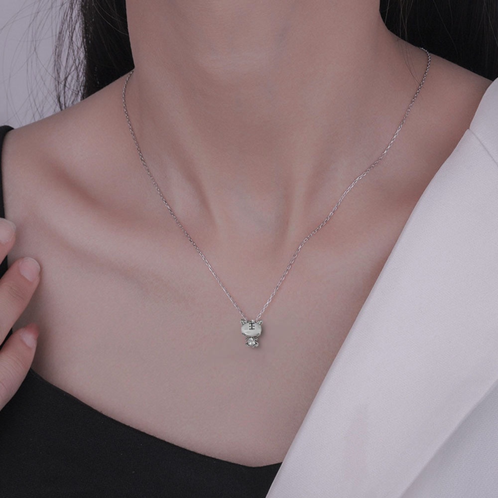XiaoboACC Vòng Cổ Mặt Hình Hổ Đính Đá Opal Cho Nữ - 38cm+6cm