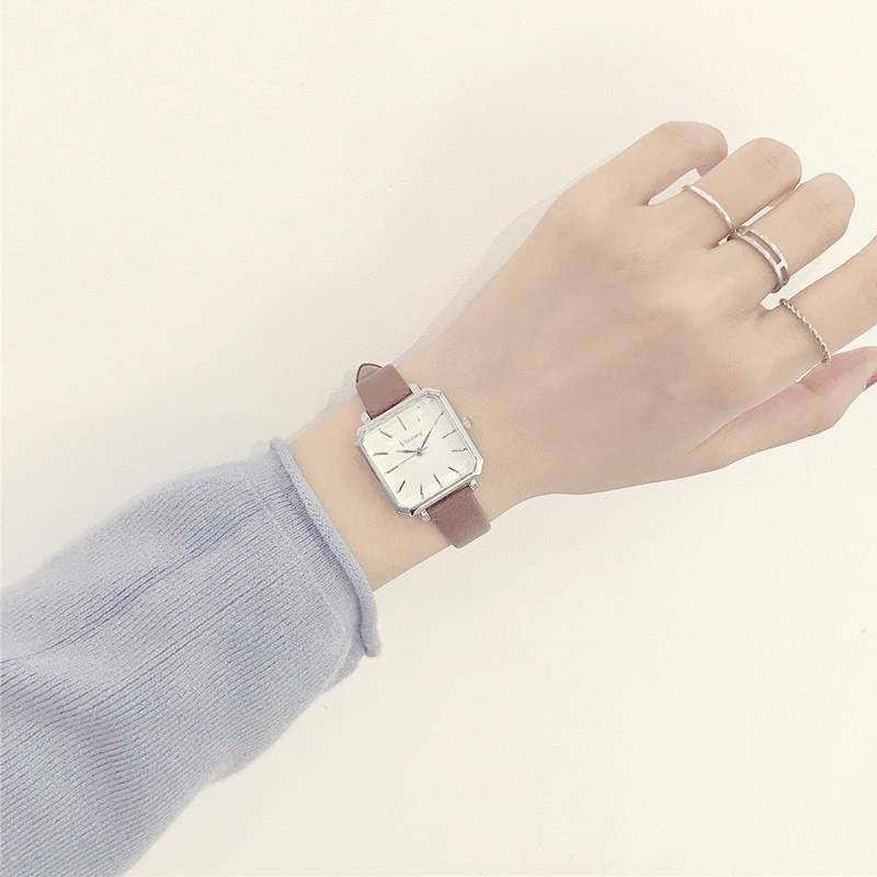 Cô. Winner's Đồng Hồ Đeo Tay Mặt Vuông Thiết Kế Tinh Tế Đơn Giản Thanh Lịch Phong Cách Hàn Quốc Thời Trang Dành Cho Nữ Sinh