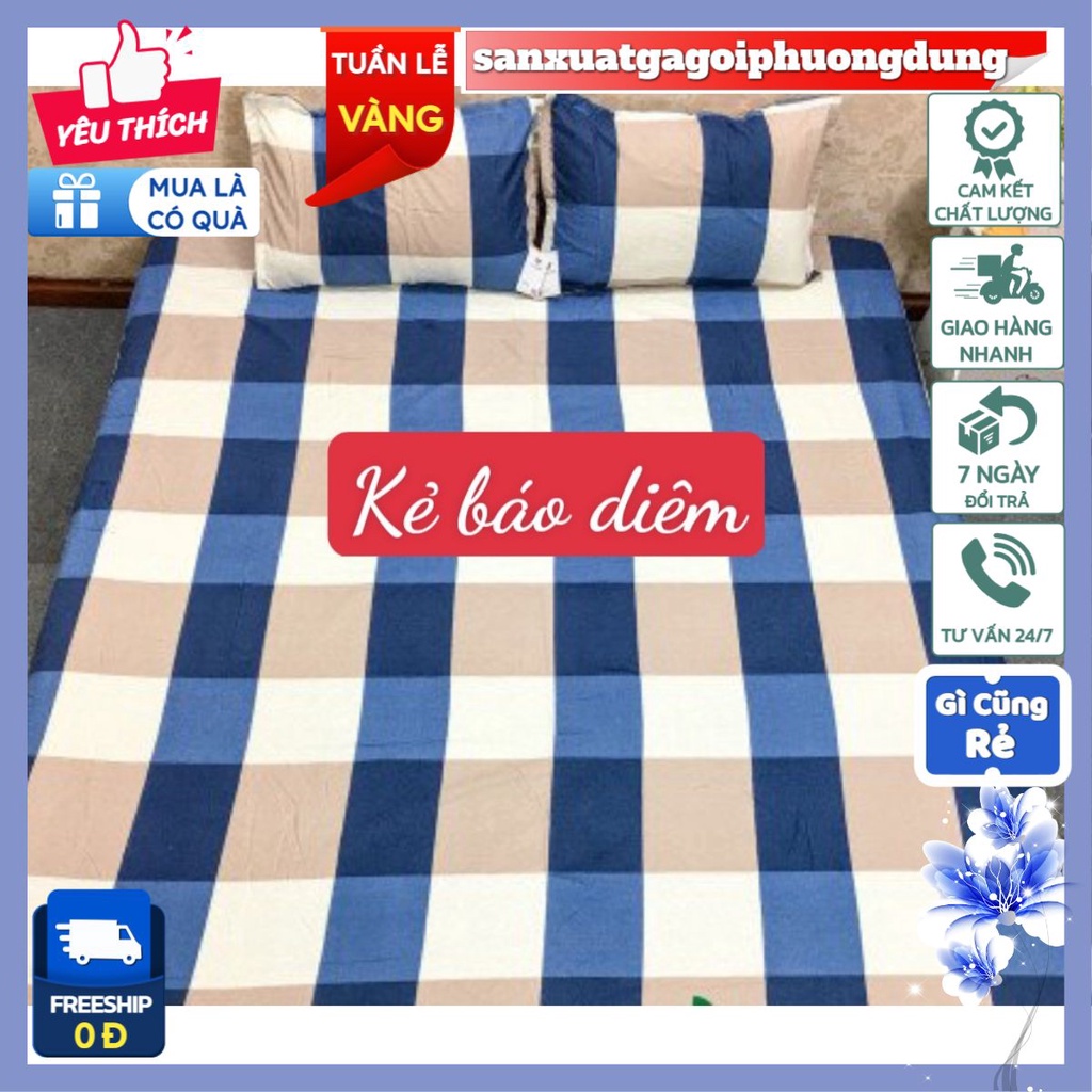 Bộ Ga Gối Poly Ga trải giường - Họa Tiết Nhiều Mẫu - sanxuatgagoiphuongdung[mẫu kẻ bao diêm]
