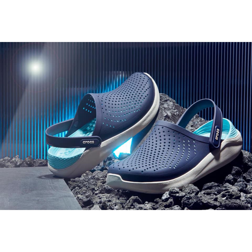 Sục_Dép Bít Đầu Literide Navy Lót Xanh Ngọc