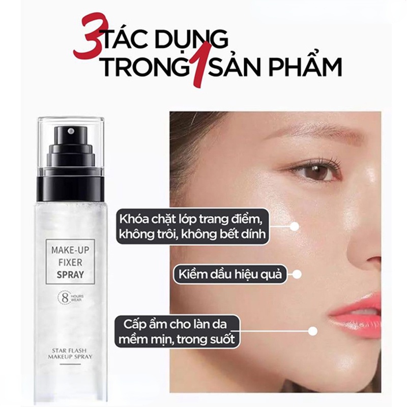 Chai Xịt Cố Định Lớp Trang Điểm Lấp Lánh Chống Thấm Nước Và Mồ Hôi Không Gây Dị Ứng