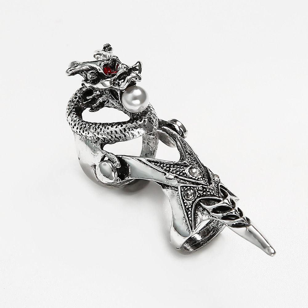 FORBETTER Nhẫn Hình Móng Vuốt Đầu Lâu Có Thể Điều Chỉnh Kích Cỡ Phong Cách Gothic Cổ Điển