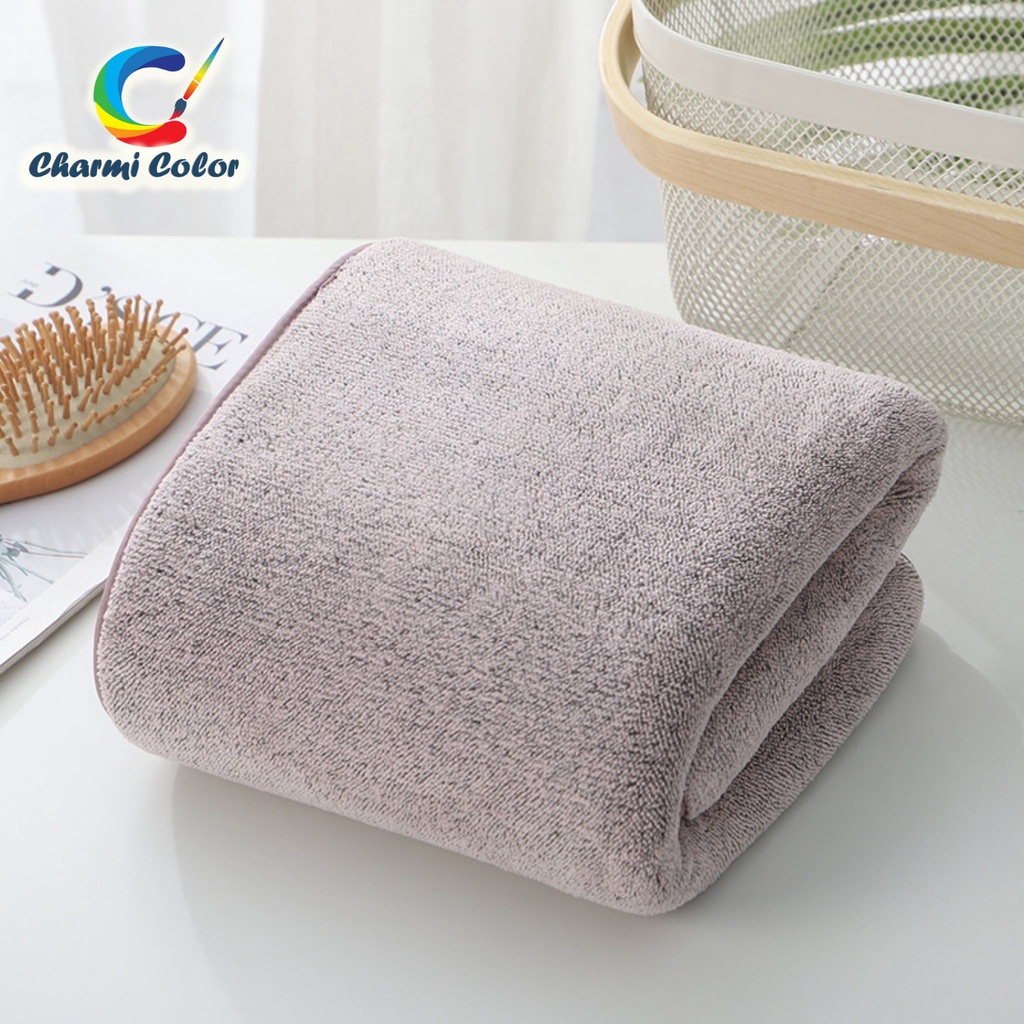 Khăn tắm, khăn gội đầu sợi than tre 70x140 cm siêu thấm hút nhiều màu