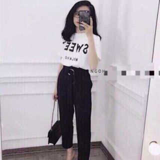 Sét bộ áo quần thu đông nữ  in chữ cá tính