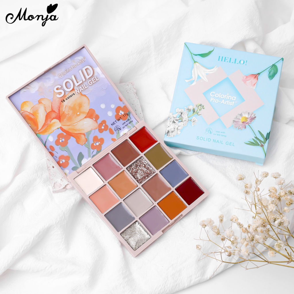Bảng gel sơn móng tay MONJA 16 màu sắc kết hợp đa năng tiện lợi