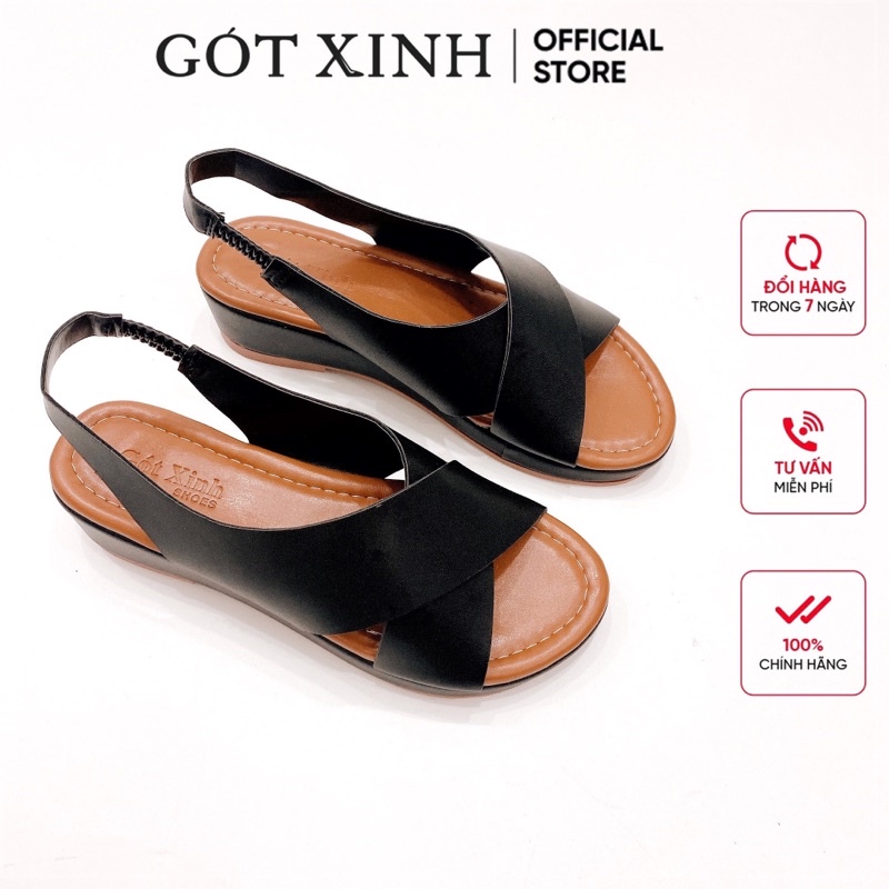 Sandal nữ GÓT XINH SD7 đế bằng quai chéo cao 3cm