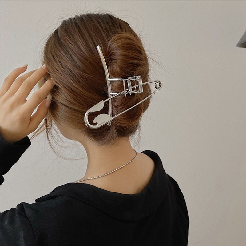 Kẹp Tóc Kim Loại Màu Bạc Thời Trang Hàn Quốc Cho Nữ
