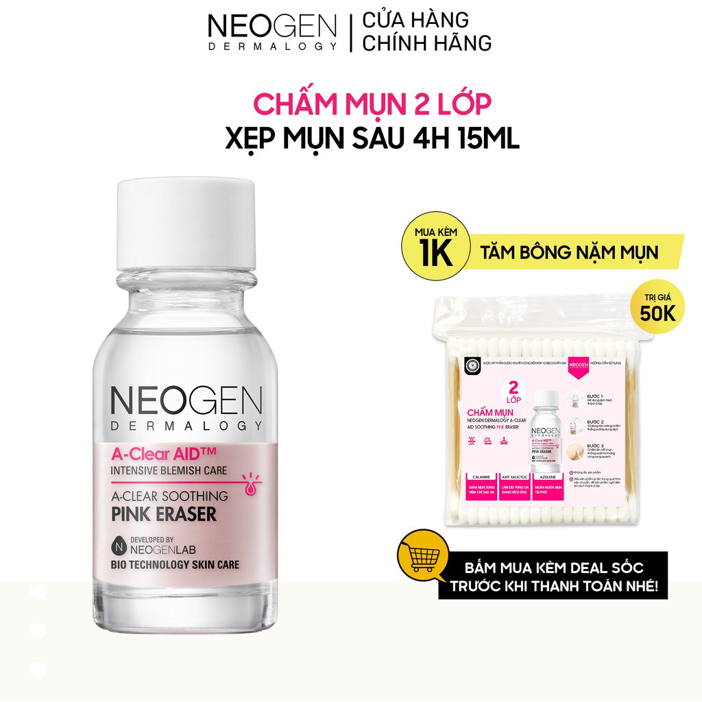 Chấm Mụn 2 Lớp Xẹp Mụn Sau 4H Neogen Dermalogy A-Clear Aid Soothing Pink Eraser 15ml