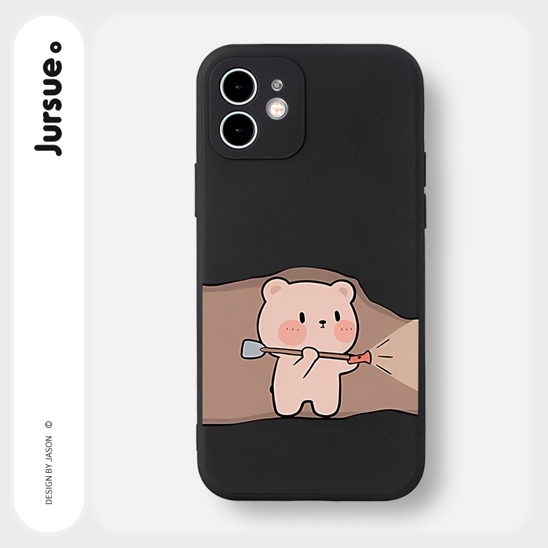 Ốp lưng JURSUE hoạt hình cặp đôi dễ thương đẹp cho iPhone 13 12 11 Pro Max SE 2020 X XR XS 8 7 ip 6S 6 Plus Y2066