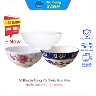 Combo 2 tô sứ 3 bát sứ bầu ANPER dày 15 18 20 cm ăn phở ăn cơm an toàn