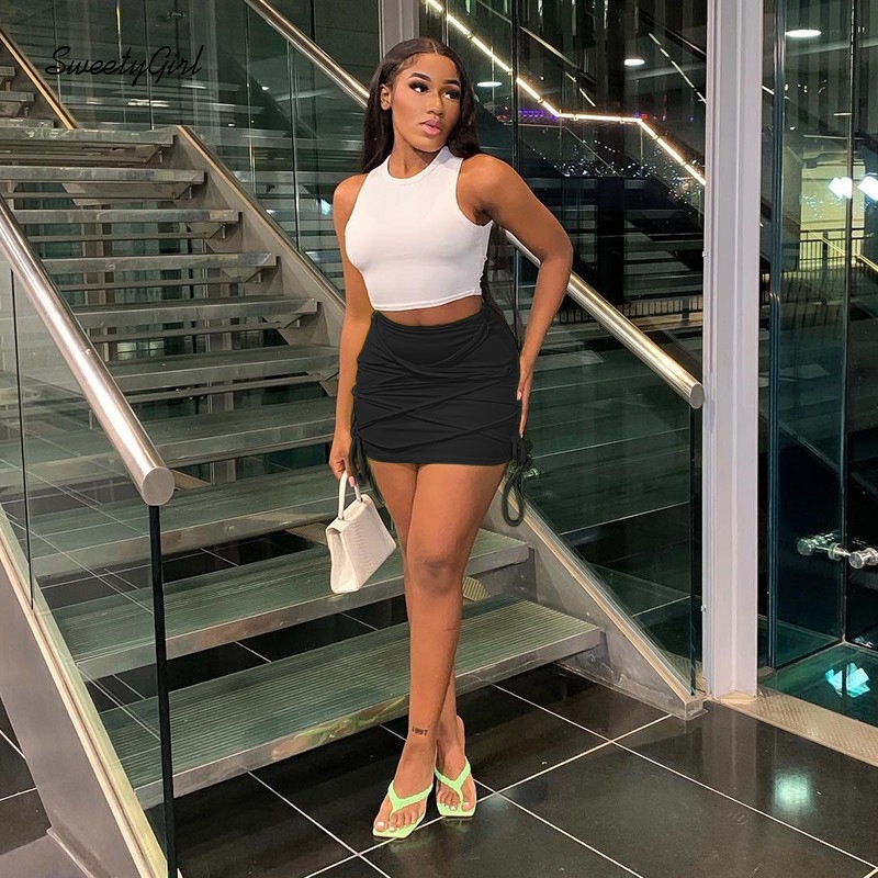 Chân Váy Mini Lưng Thấp Màu Trơn Đính Nơ Thời Trang 2022 Quyến Rũ Cho Nữ