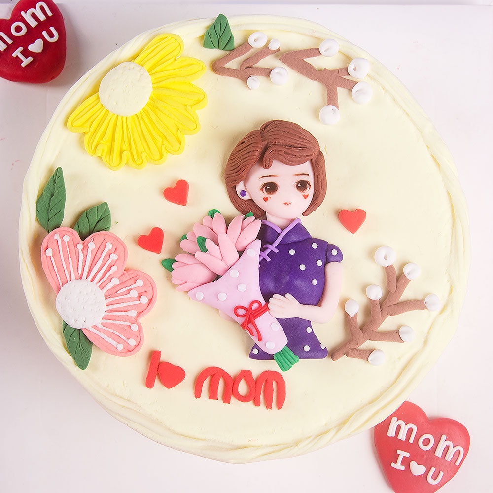 Phụ Kiện Trang Trí Bánh Sinh Nhật Kiểu Sườn Xám Mềm Dễ Thương Cho Mẹ Và Bé