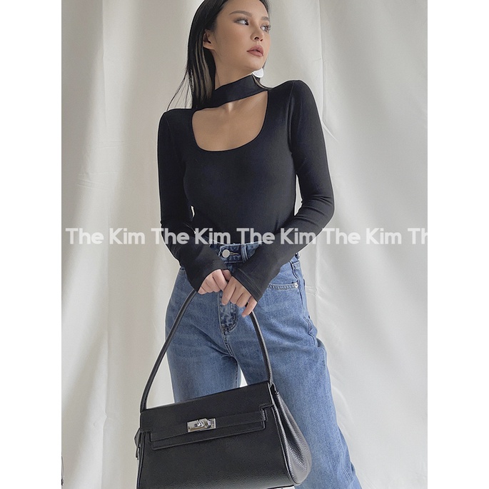 Áo len tăm nhung dài tay cổ cao khoét ngực gợi cảm , thun tăm giữ nhiệt tay dài cao cổ The Kim AD133 | BigBuy360 - bigbuy360.vn