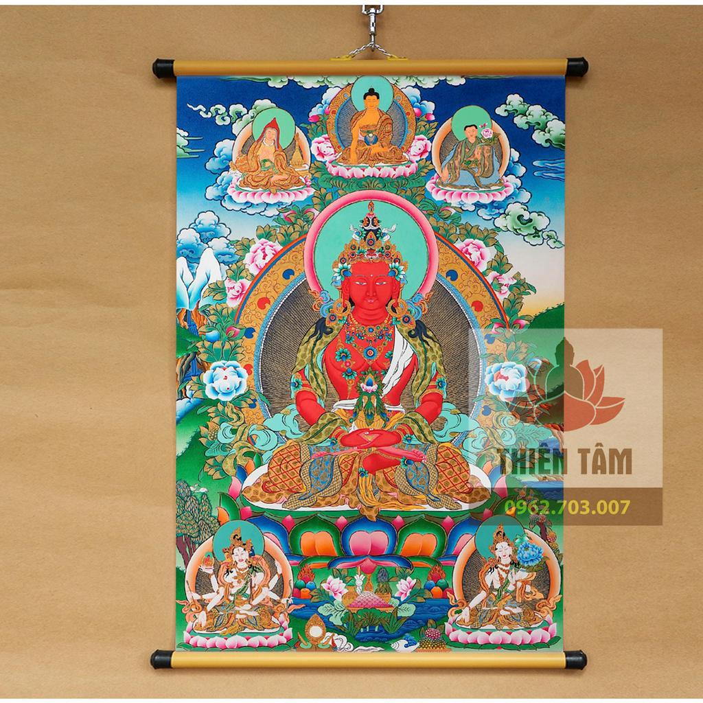 Tranh Mật Tông Thangka Tây Tạng 40x60cm bằng vải phủ bóng cao cấp dày dặn