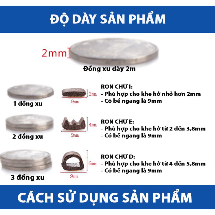 6m Ron Dán Khung Cửa (dày 4mm) Chống Côn Trùng, Cách Âm, Ngăn Bụi