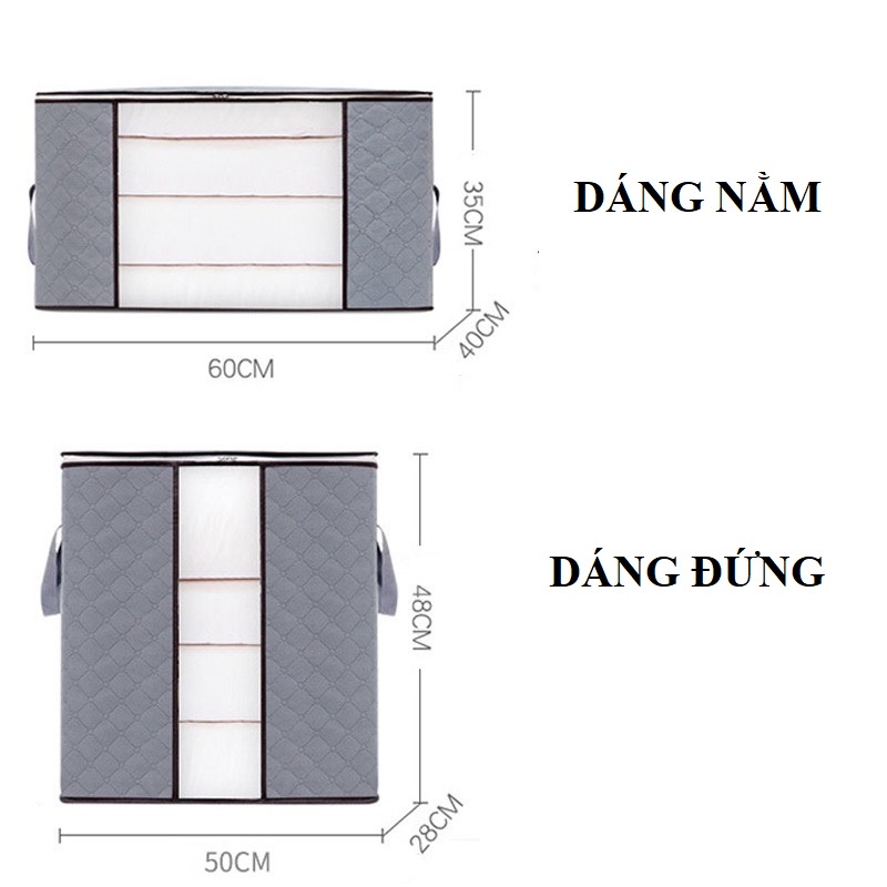 Túi đựng quần áo, chăn màn cỡ lớn vải không dệt hút ẩm dày dặn chắc chắn