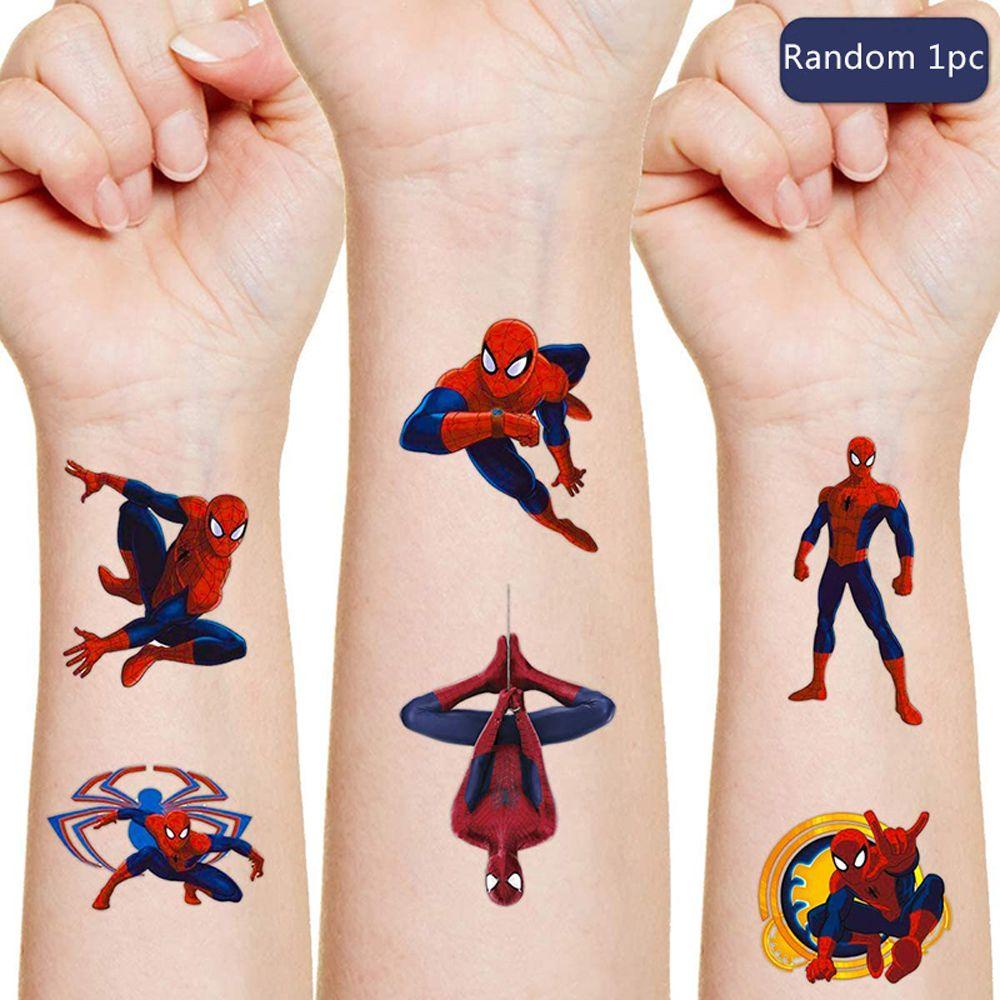 Hình Xăm Dán Họa Tiết Hoạt Hình Siêu Anh Hùng Marvel / Người Nhện / Người Khổng Lồ / Captain America 1 Trang Trí