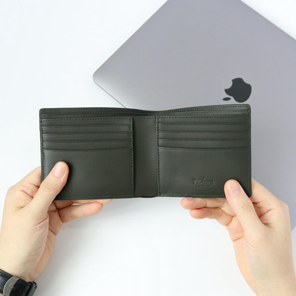 Ví nam da bò thật 100% thiết kế dáng ngang Pink Ohara Leather