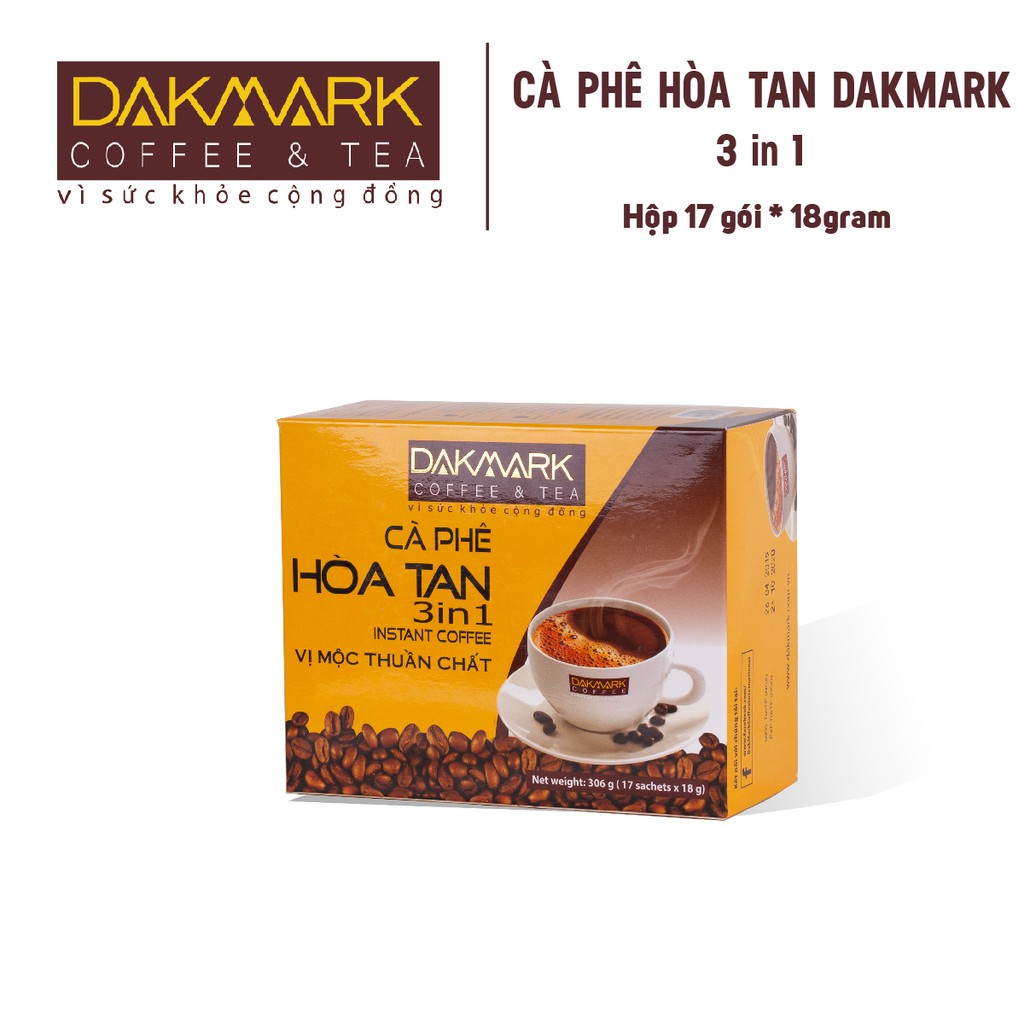 Cà phê hoà tan 3in1 DakMark- Hộp 17 gói x18g