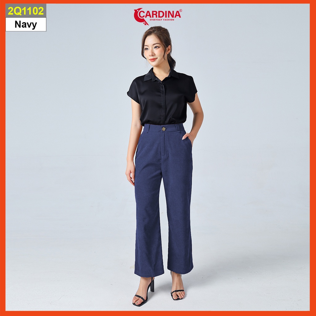 Quần công sở nữ CARDINA chất nhung cao cấp dáng suông cài khuy có khóa kéo thanh lịch 2Q11