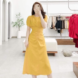 Váy vàng [ JAN FASHION ] V115 dáng dài triết eo đi biển , đi dự tiệc cực xinh