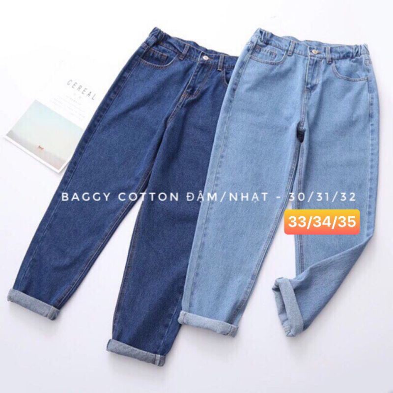 BAGGY JEAN XANH ĐẬM TRƠN /RÁCH BIGSIZE LƯNG CAO