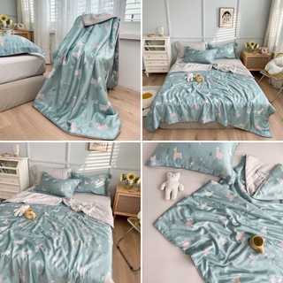 có Clip Bộ chăn ga tencel cừu lama 80s xinh đẹp sẵn sét chăn trần tơ tằm và bộ vỏ