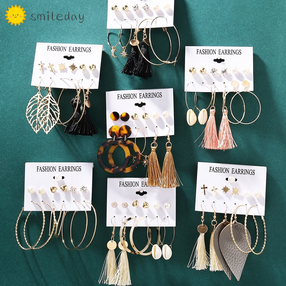 Set 6 cặp khuyên tai phong cách thời trang bohemian dành cho nữ