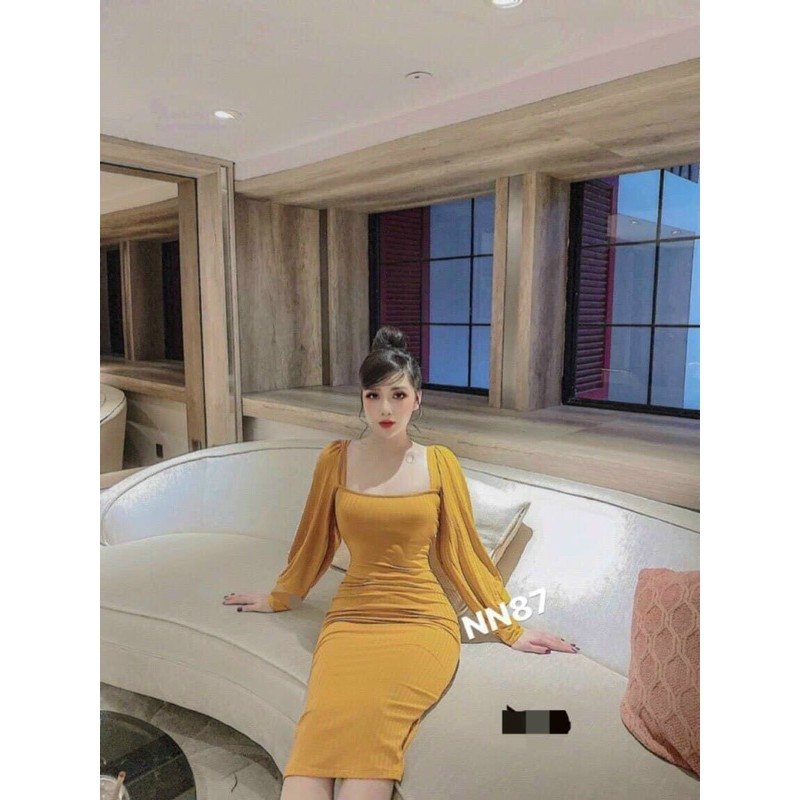 VÁY BODY TAY BỒNG CỔ VUÔNG MS17283