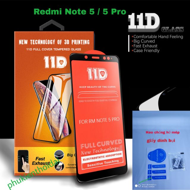 REDMI NOTE 5 / 5 PRO CƯỜNG LỰC 19D REDMI NOTE 5 FULL MÀN HÌNH VIỀN ĐEN ( TẶNG KEO MÉP GIẤY LẤY BỤI )