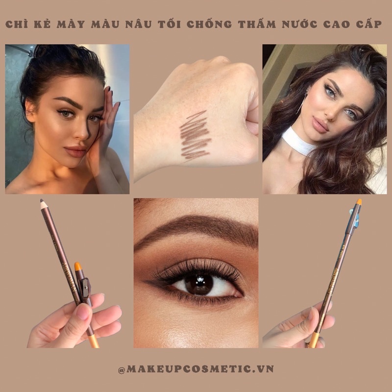 Chì Kẻ Mắt Nâu Cao Cấp Sắc Nét Không Thấm Nước (Kèm Chuốt) - Makeup Waterproof Eyeliner