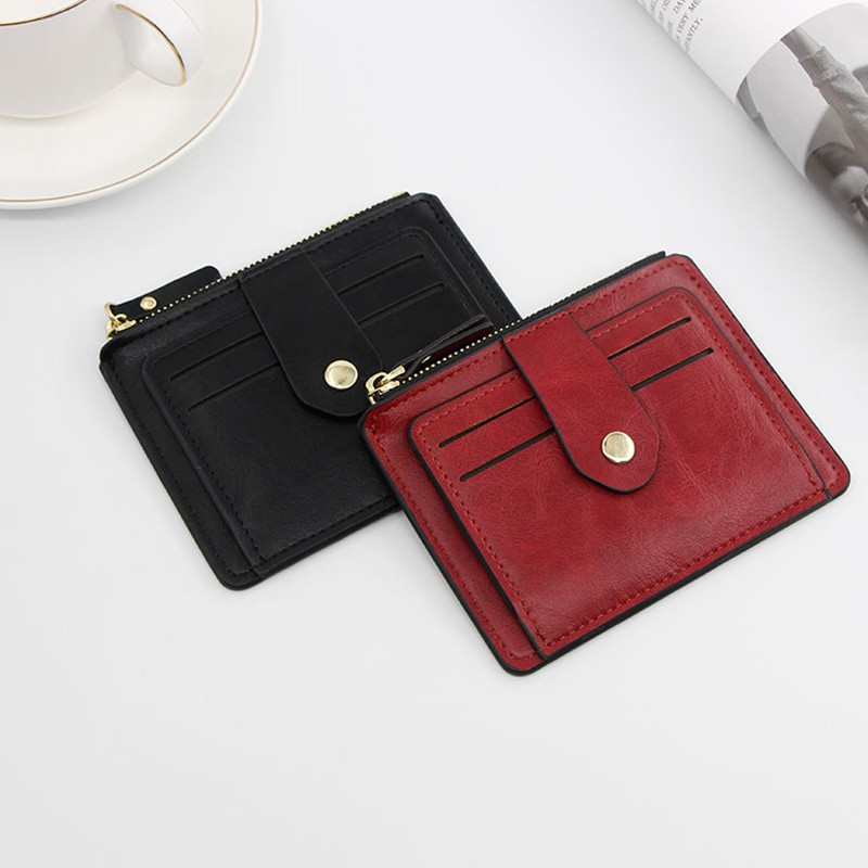 Thời Trang Fashion Credit Id Card Holder Slim Leather Wallet Ví