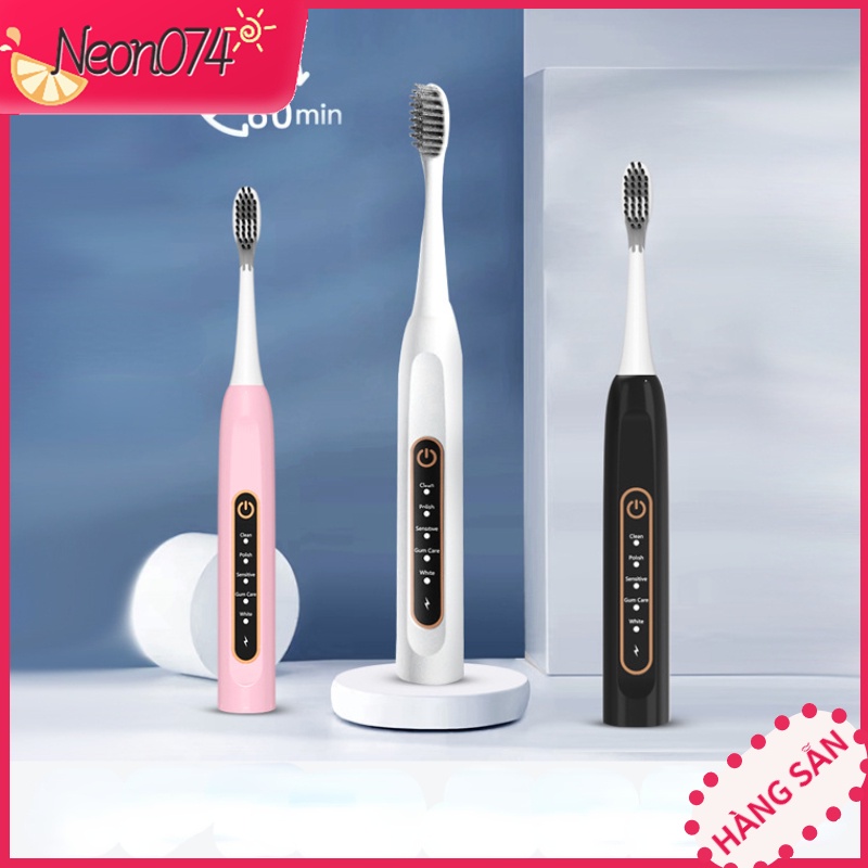 Neon074 Bàn chải điện Sonic , bàn chải đánh răng điện tự động với lông chải siêu mềm - 5 Chế Độ Sạc USB Không Thấm Nước Làm Sạch Sâu cho Người Lớn