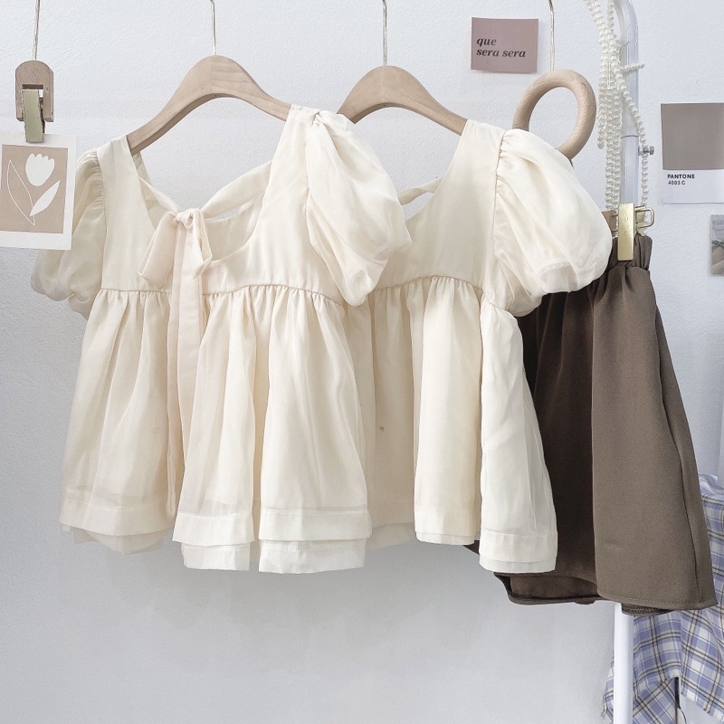 Set áo baybedoll tơ nude | BigBuy360 - bigbuy360.vn